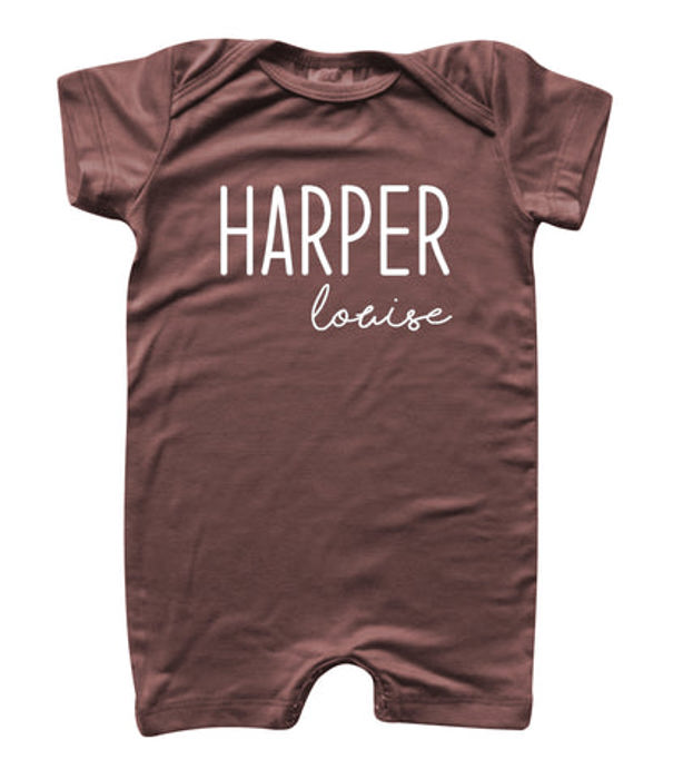 First + Middle Name Personalized (Modern Cursive) Shorts Romper