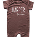 3M Dark Mauve First + Middle Name Personalized (Modern Cursive) Shorts Romper