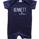 3M Navy First + Middle Name Personalized (Modern Cursive) Shorts Romper
