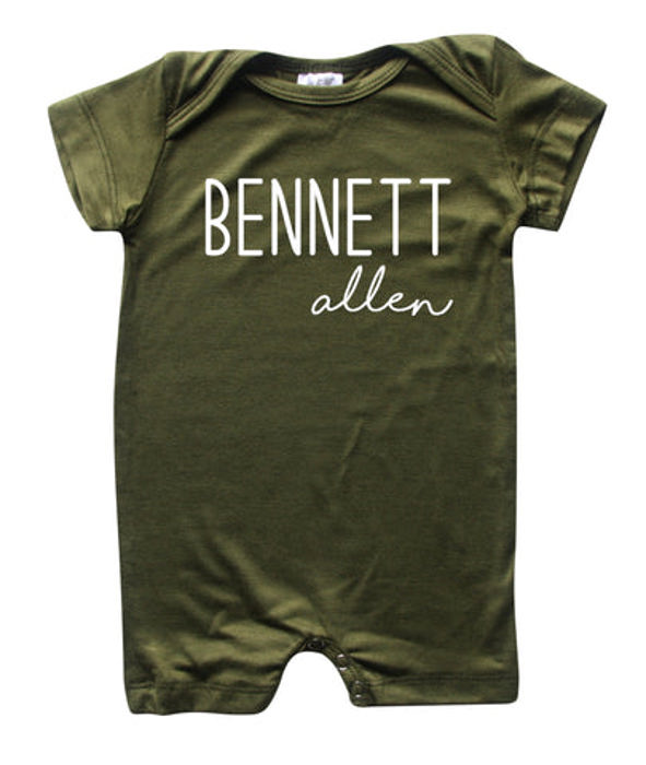 First + Middle Name Personalized (Modern Cursive) Shorts Romper