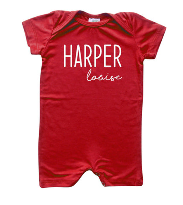 First + Middle Name Personalized (Modern Cursive) Shorts Romper