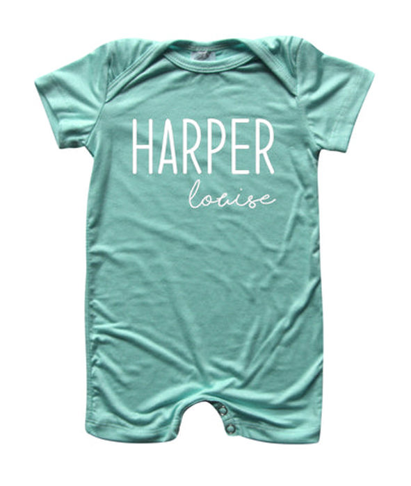 First + Middle Name Personalized (Modern Cursive) Shorts Romper
