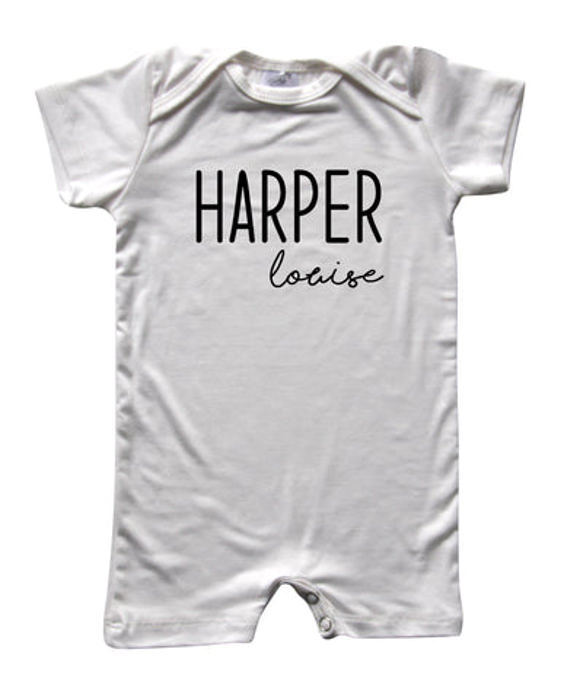 First + Middle Name Personalized (Modern Cursive) Shorts Romper