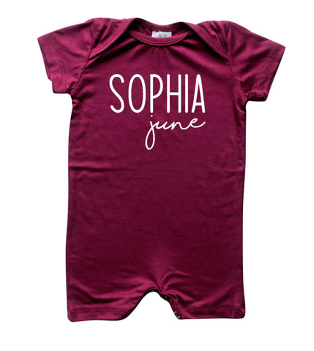 First + Middle Name Personalized (Modern Cursive) Shorts Romper