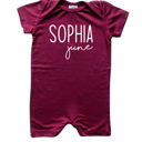 3M Wine First + Middle Name Personalized (Modern Cursive) Shorts Romper