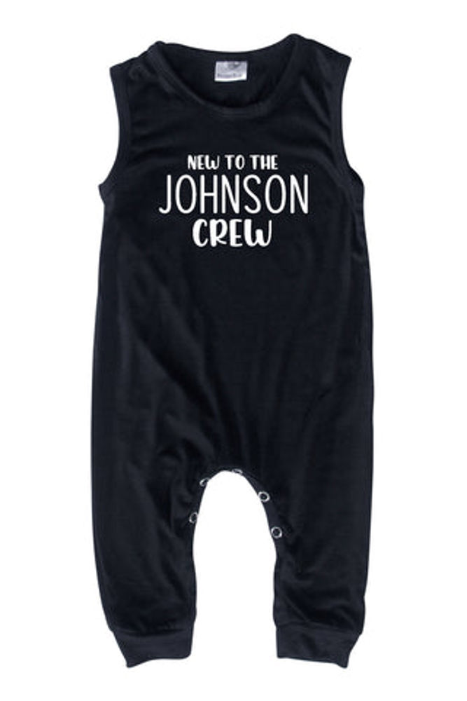 New to the Crew Personalized Custom Silky Sleeveless Baby Romper for Boys and Girls