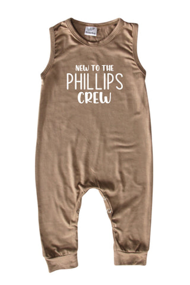 New to the Crew Personalized Custom Silky Sleeveless Baby Romper for Boys and Girls