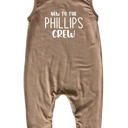 12M Light Heather Brown New to the Crew Personalized Custom Silky Sleeveless Baby Romper for Boys and Girls