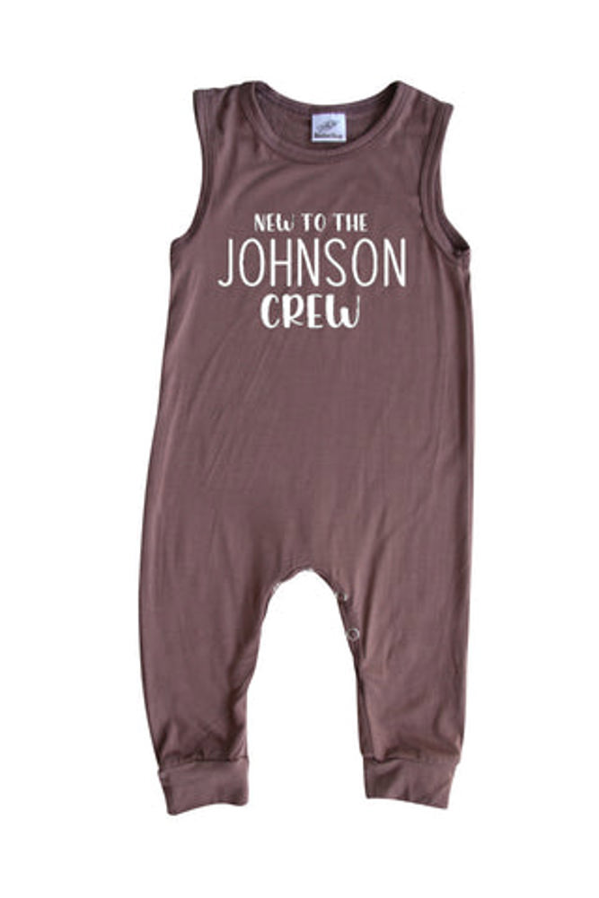 New to the Crew Personalized Custom Silky Sleeveless Baby Romper for Boys and Girls