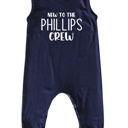 24M Navy New to the Crew Personalized Custom Silky Sleeveless Baby Romper for Boys and Girls