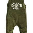 24M Olive New to the Crew Personalized Custom Silky Sleeveless Baby Romper for Boys and Girls