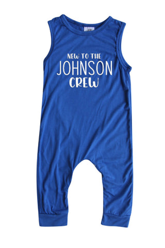 New to the Crew Personalized Custom Silky Sleeveless Baby Romper for Boys and Girls