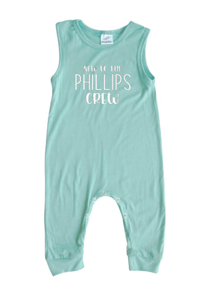 New to the Crew Personalized Custom Silky Sleeveless Baby Romper for Boys and Girls