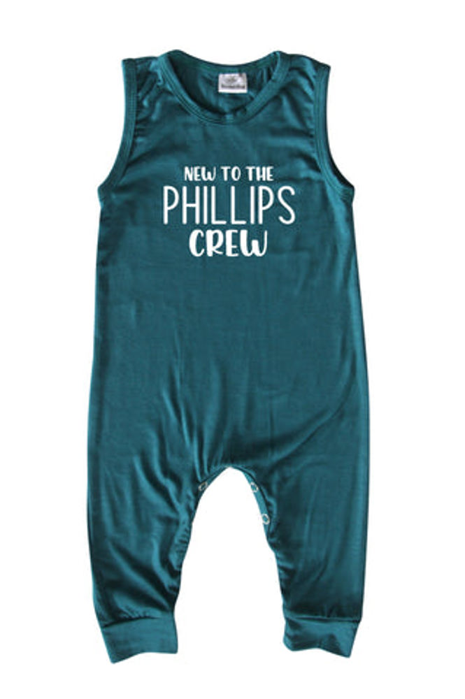 New to the Crew Personalized Custom Silky Sleeveless Baby Romper for Boys and Girls