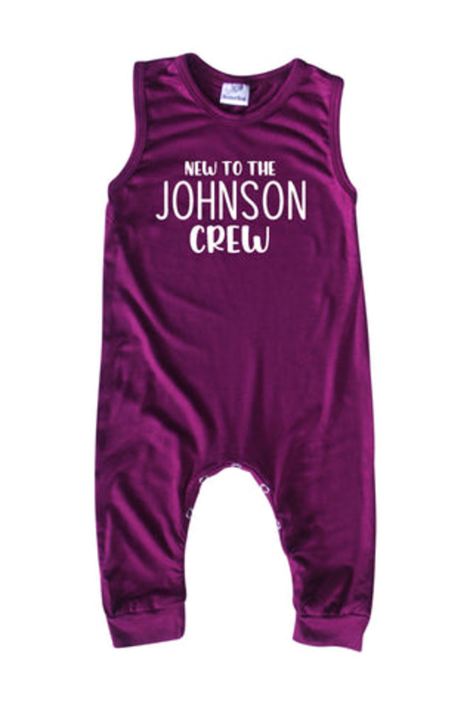 New to the Crew Personalized Custom Silky Sleeveless Baby Romper for Boys and Girls