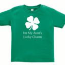 2T Short Sleeve Aunt's Short Sleeve Lucky Charm St Patrick's Day Graphic Toddler Tee | Short or Long Sleeve