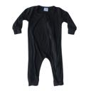 12M Black Silky Long Sleeve Zipper Baby Romper