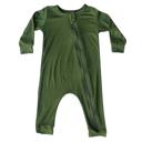 12M Olive Silky Long Sleeve Zipper Baby Romper