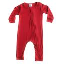 12M Red Silky Long Sleeve Zipper Baby Romper