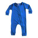 12M Royal Blue Silky Long Sleeve Zipper Baby Romper