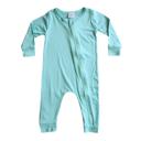 12M Seafoam Silky Long Sleeve Zipper Baby Romper