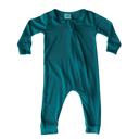 18M Midnight Teal Silky Long Sleeve Zipper Baby Romper