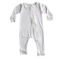 12M Off White Silky Long Sleeve Zipper Baby Romper