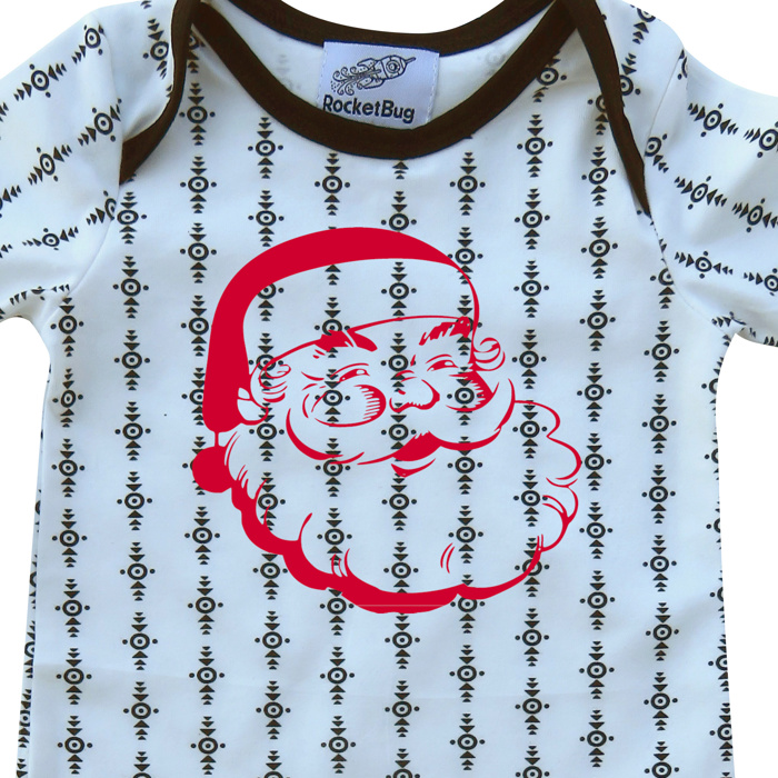 Vintage Santa Christmas Baby Romper- Retro Red, Black, & White Holiday Outfit for Boys and Girls