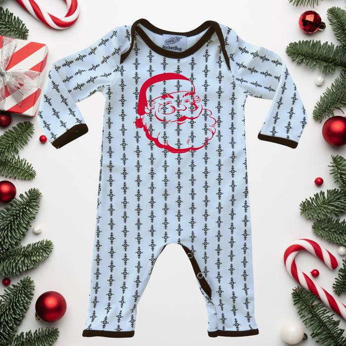 Vintage Santa Christmas Baby Romper- Retro Red, Black, & White Holiday Outfit for Boys and Girls