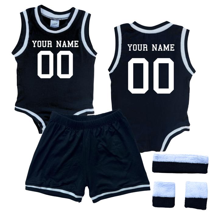 Personalized Sleeveless Basketball Jersey & Shorts Set for Babies- Personalized with Name and Number on Front & Back