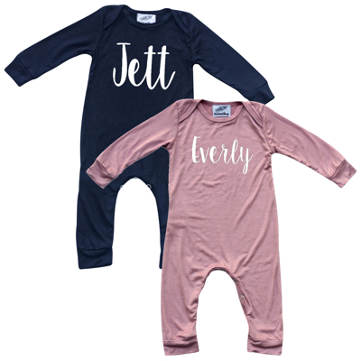 Personalized Silky Long Sleeve Baby Romper for Boys and Girls with Lush Font