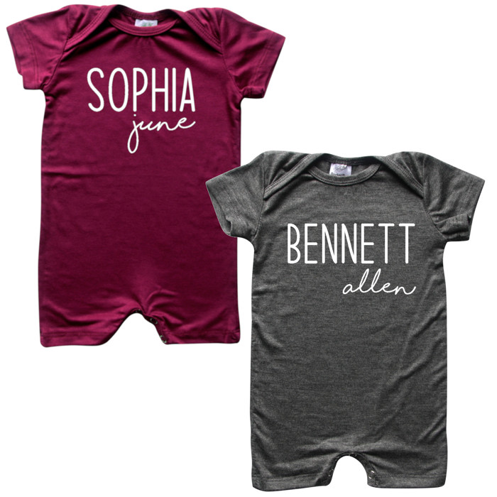 First + Middle Name Personalized (Modern Cursive) Shorts Romper