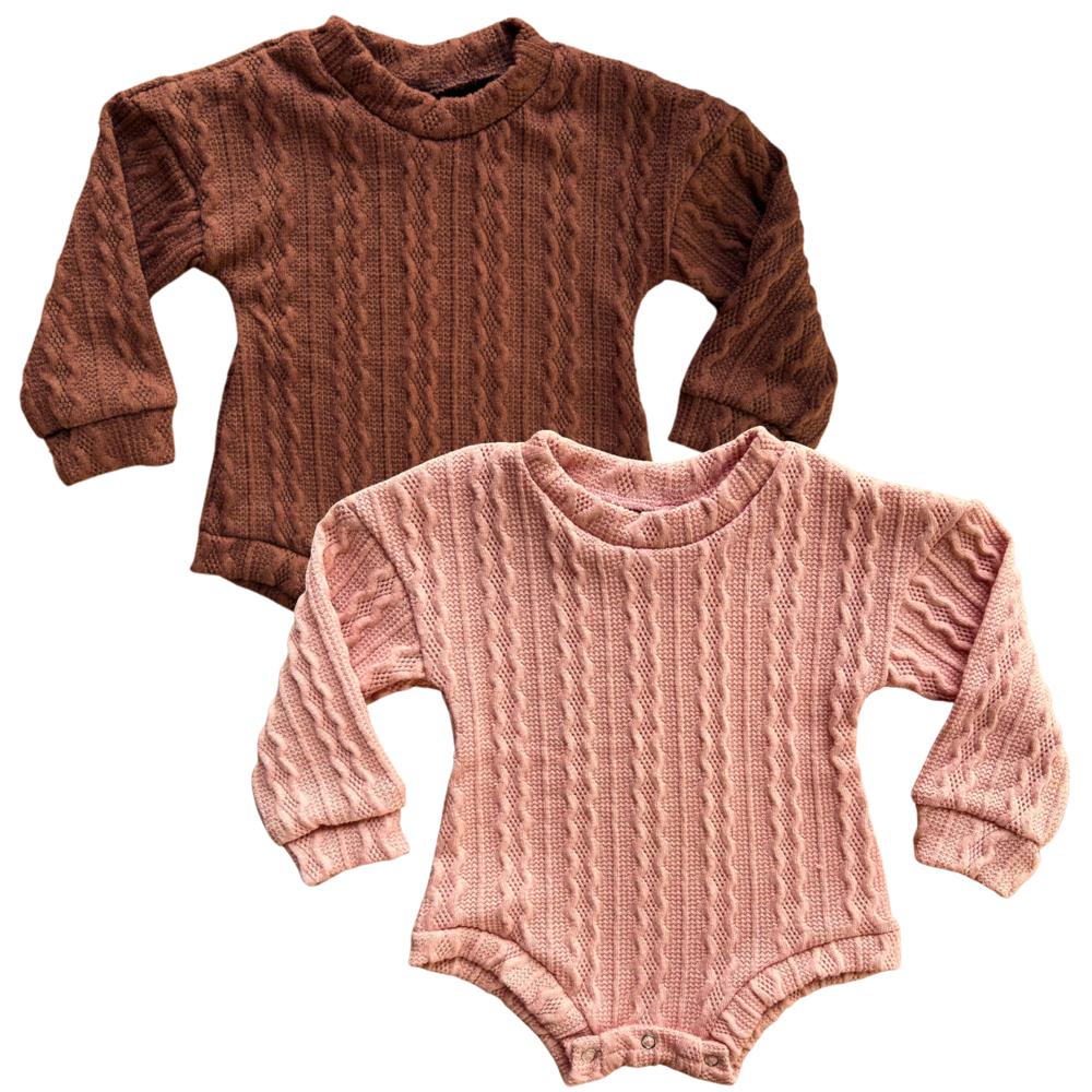 Soft Knit Baby Long Sleeve Bodysuit - Cozy Sweater Top