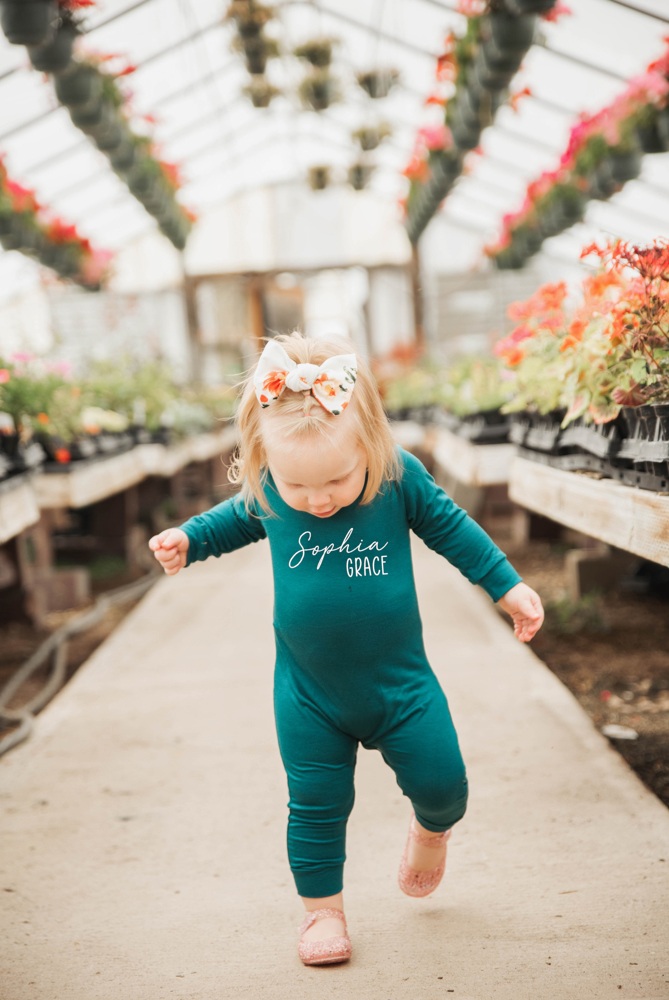 Personalized First + Middle Name Silky Baby Long Sleeve Romper