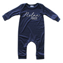 3M Navy Personalized First + Middle Name Silky Baby Long Sleeve Romper