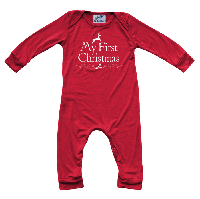 First Christmas Silky Long Sleeve Baby Romper