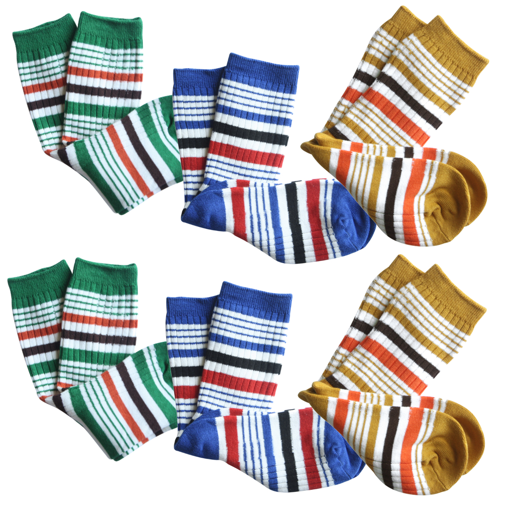 Stripe Knit Crew Sock Set for Toddlers and Kids (6 pairs) 