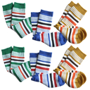  Stripe Knit Crew Sock Set for Toddlers and Kids (6 pairs) 