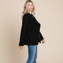 Black Small Fleece Jacket Lapel Lightweight Warm Sherpa