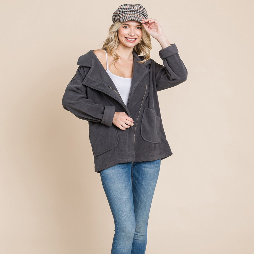 Fleece Jacket Lapel Lightweight Warm Sherpa