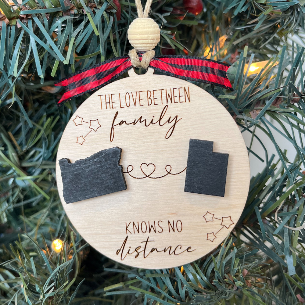 "Love Knows No Distance" Christmas Ornament