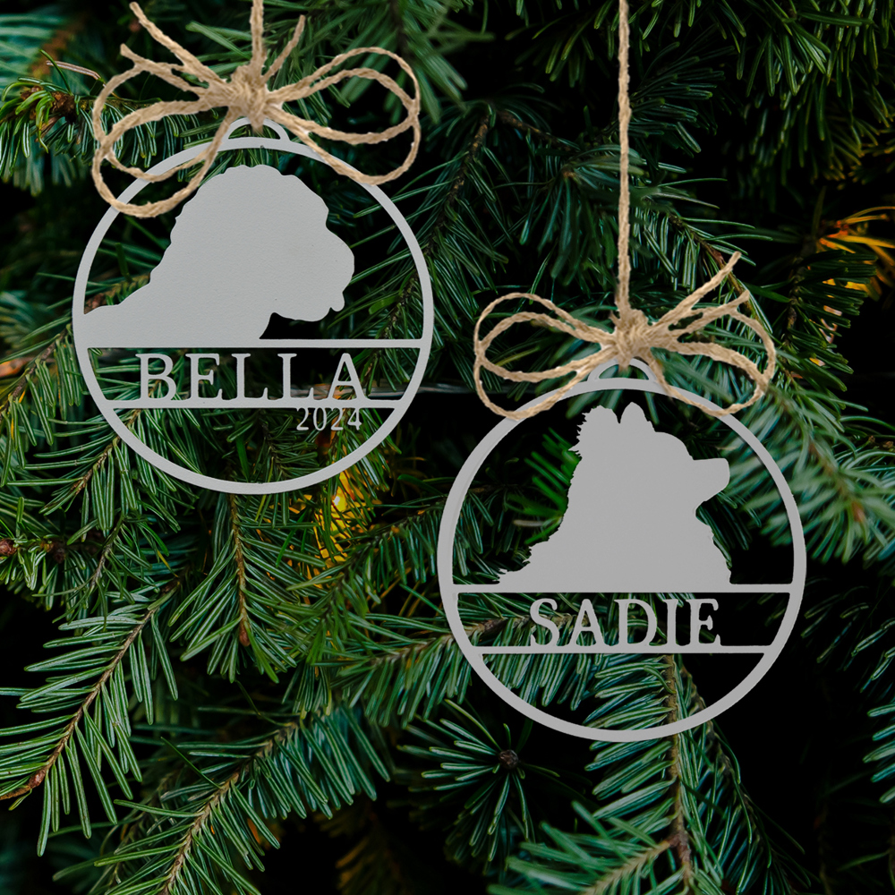 Personalized Pet Ornaments - Set of 2 - Custom Dog or Cat Christmas Tree Ornaments