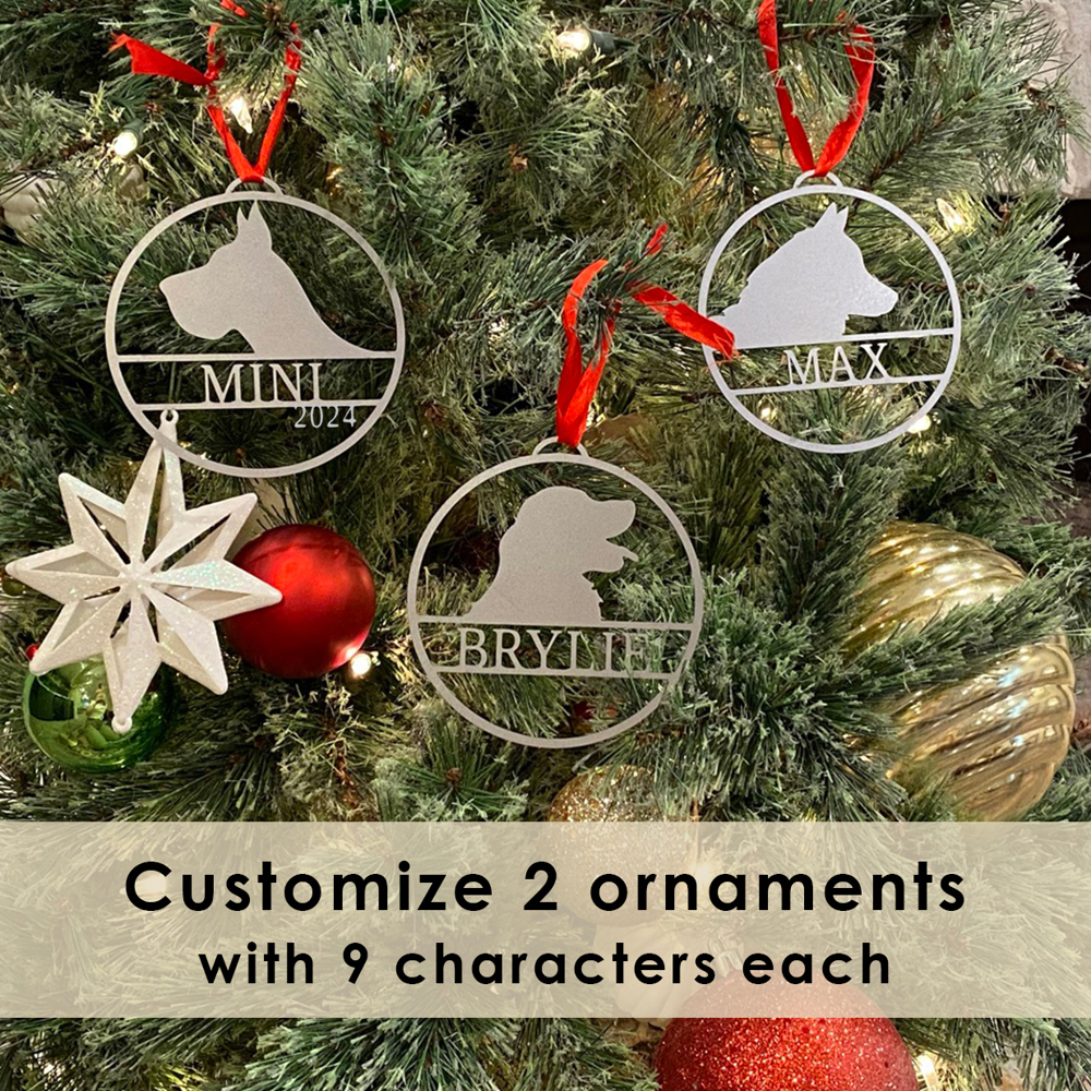 Personalized Pet Ornaments - Set of 2 - Custom Dog or Cat Christmas Tree Ornaments