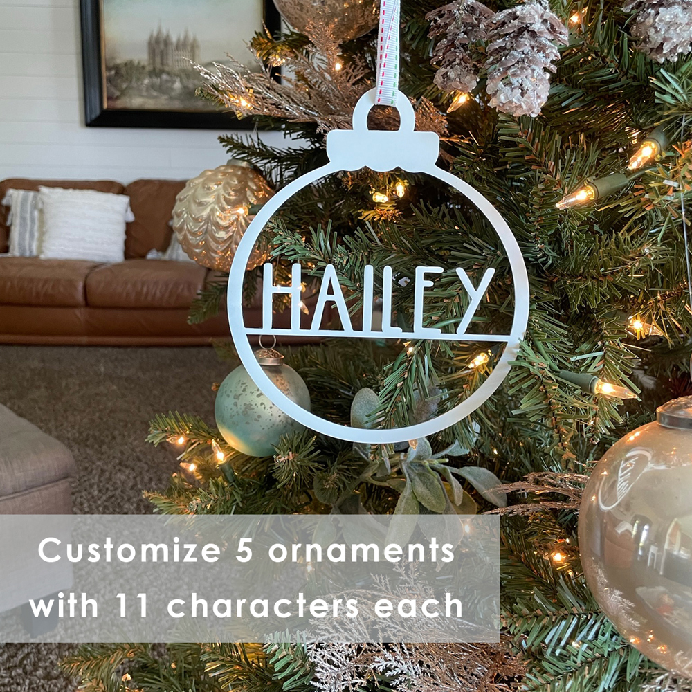 Amelia Jane Ornament Collection - 5 pack - Customized Christmas Ornament