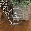 Silver Powder Coat Anderson Tabletop or Shelf Personalized Name Sign - 2 Styles - Last Name Signs