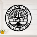 12 inch Silver Powder Coat Established Family Tree Name Sign - Family Tree Wall Decor Last Name Signs for Home