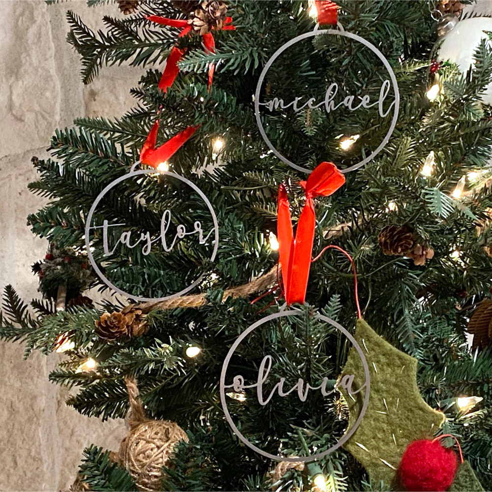 Minimalist Custom Ornaments - 5 Pack - Metal Personalized Christmas Ornaments