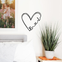 15 inch Raw Steel (can rust) Love is All Around Personalized Initial Signs - 2 Sizes - Valentines day gifts for her bedroom decor