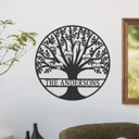 12 inch Raw Steel (can rust) Tree of Life Personalized Family Tree Metal Sign with Hearts – Custom Name & Date – Large Laser Cut Steel Wall Art