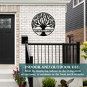 12 inch Silver Powder Coat Tree of Life Personalized Family Tree Metal Sign with Hearts – Custom Name & Date – Large Laser Cut Steel Wall Art